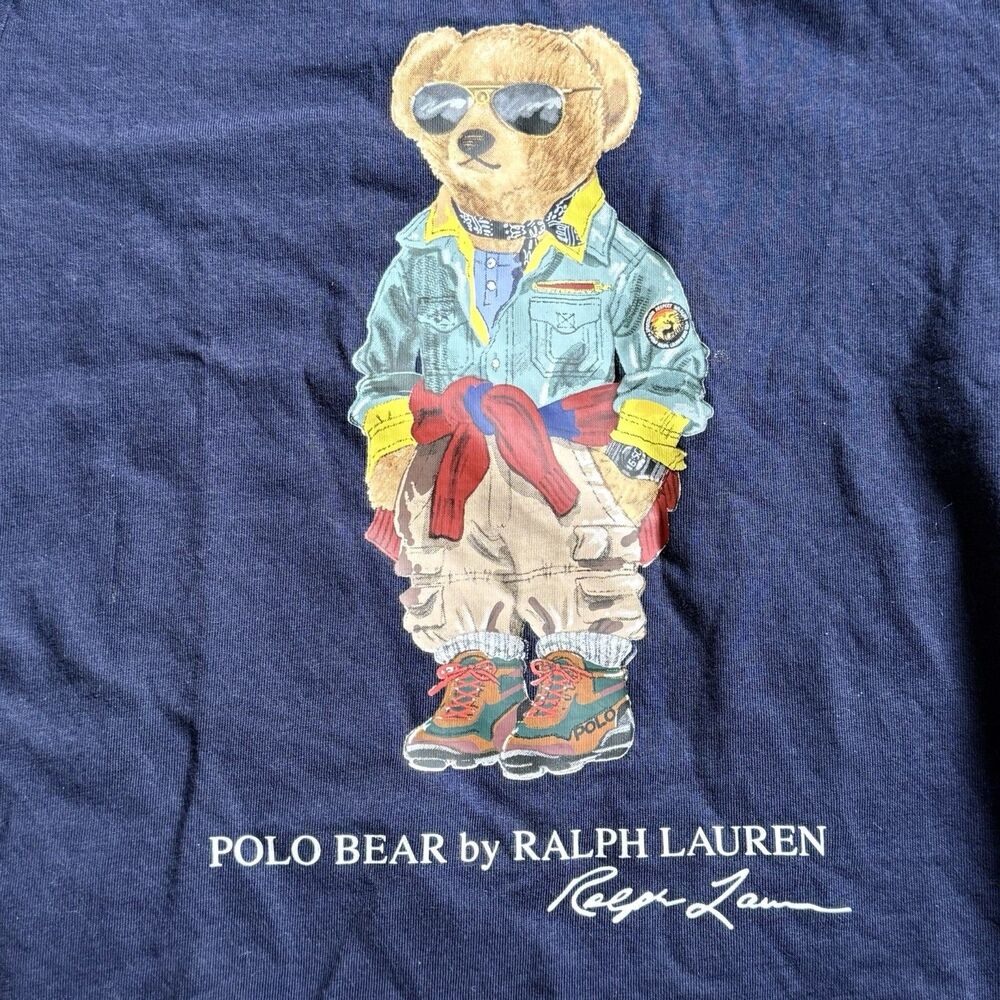 Polo Ralph Lauren Shirt Kids 5 Blue Polo Bear Graphic Short Sleeve Tee Hiking